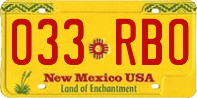 NM license plate 033RBO