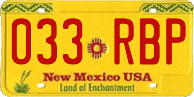 NM license plate 033RBP