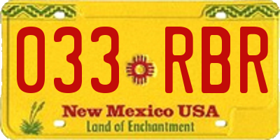 NM license plate 033RBR