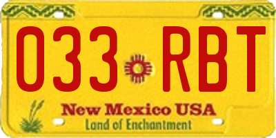 NM license plate 033RBT