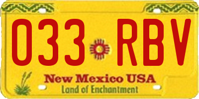 NM license plate 033RBV