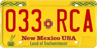 NM license plate 033RCA