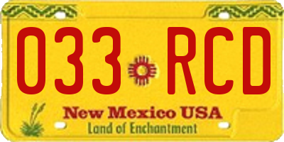 NM license plate 033RCD
