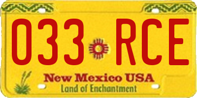 NM license plate 033RCE