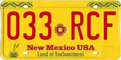 NM license plate 033RCF