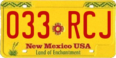 NM license plate 033RCJ