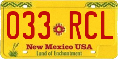 NM license plate 033RCL