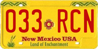 NM license plate 033RCN