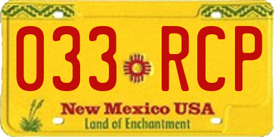 NM license plate 033RCP