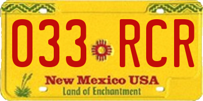 NM license plate 033RCR