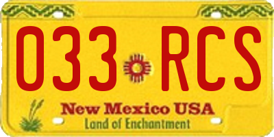 NM license plate 033RCS