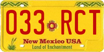 NM license plate 033RCT