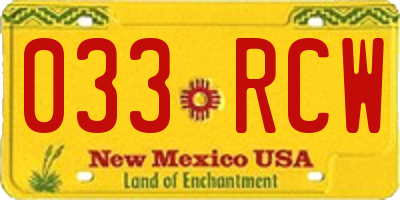 NM license plate 033RCW