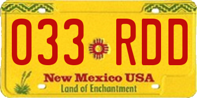 NM license plate 033RDD