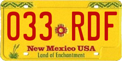 NM license plate 033RDF