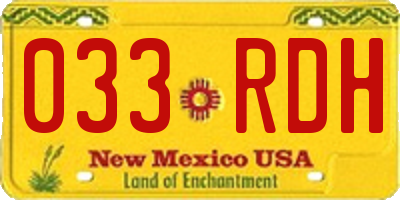 NM license plate 033RDH