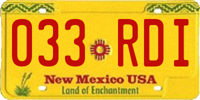 NM license plate 033RDI