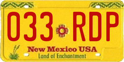 NM license plate 033RDP