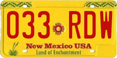NM license plate 033RDW