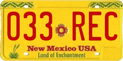 NM license plate 033REC