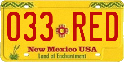 NM license plate 033RED