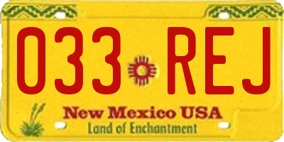 NM license plate 033REJ