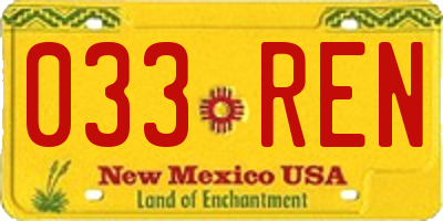 NM license plate 033REN