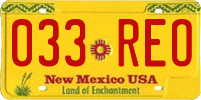 NM license plate 033REO