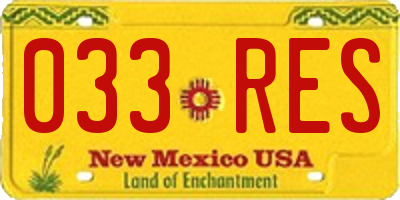 NM license plate 033RES
