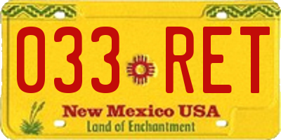 NM license plate 033RET