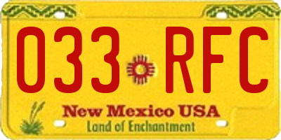 NM license plate 033RFC