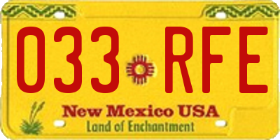 NM license plate 033RFE