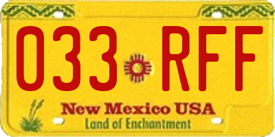 NM license plate 033RFF