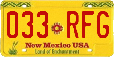 NM license plate 033RFG