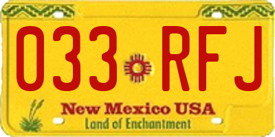 NM license plate 033RFJ