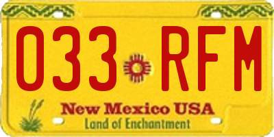 NM license plate 033RFM