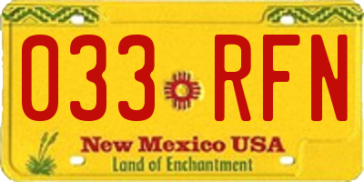 NM license plate 033RFN