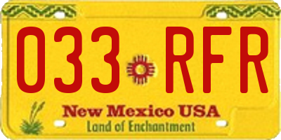 NM license plate 033RFR
