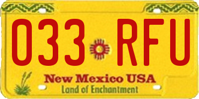 NM license plate 033RFU