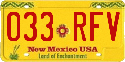 NM license plate 033RFV