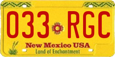 NM license plate 033RGC