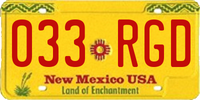 NM license plate 033RGD