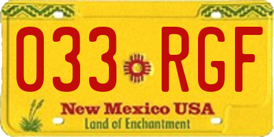 NM license plate 033RGF