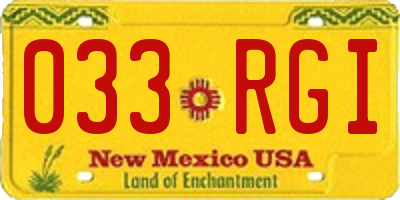 NM license plate 033RGI