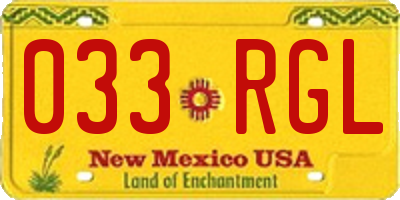 NM license plate 033RGL