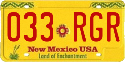 NM license plate 033RGR