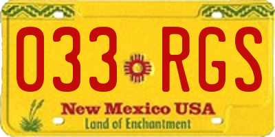 NM license plate 033RGS