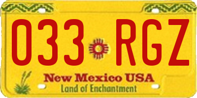 NM license plate 033RGZ
