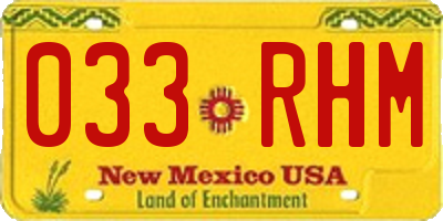 NM license plate 033RHM