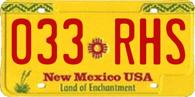 NM license plate 033RHS